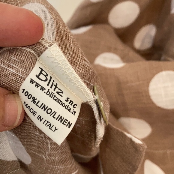 Blitz Taupe & White Polka Dot Linen Tulip Hem Dress Size Large BNWOT - Picture 9 of 12